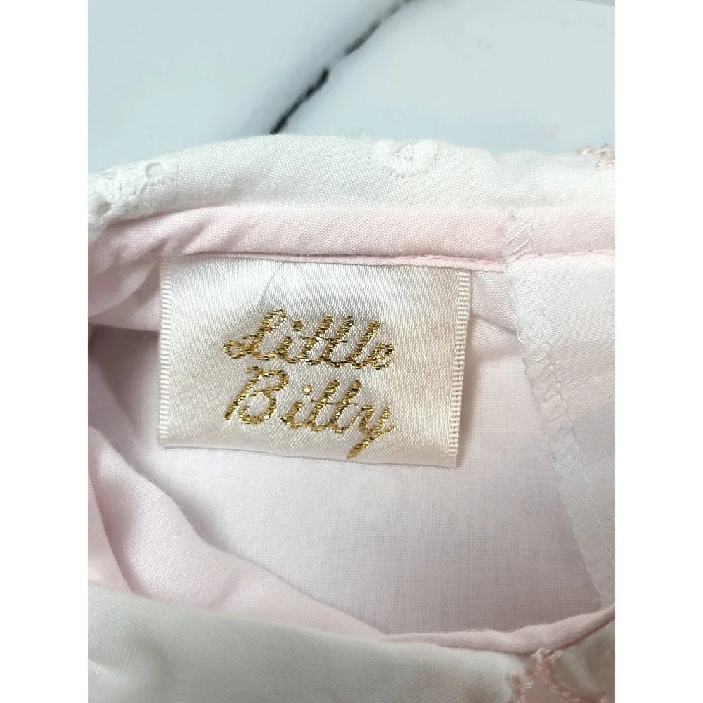 Little Bitty Girls White Eyelet Butterfly Pink Lined Peter Pan Collar Dress 4T